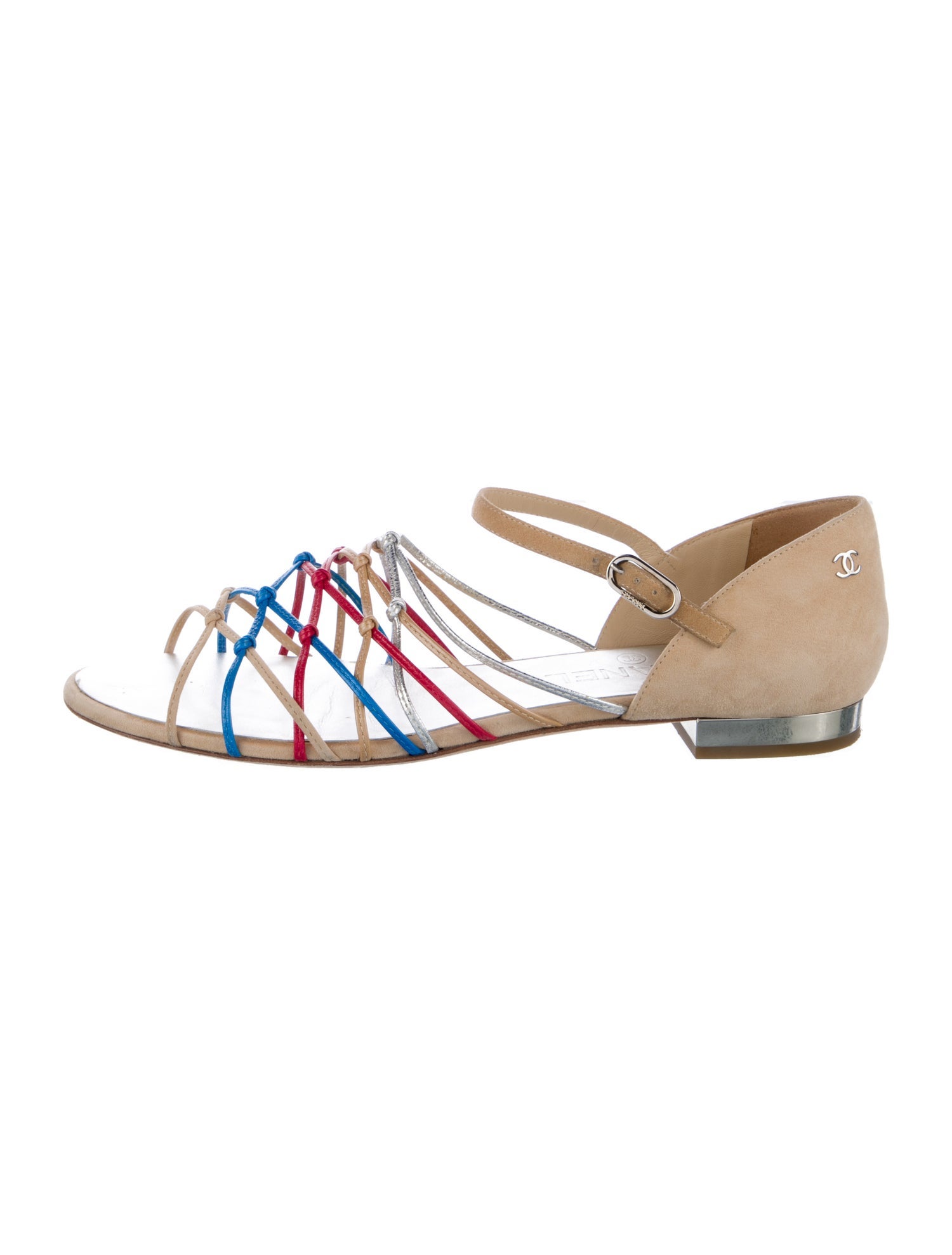Chanel Interlocking CC Logo Suede Sandals