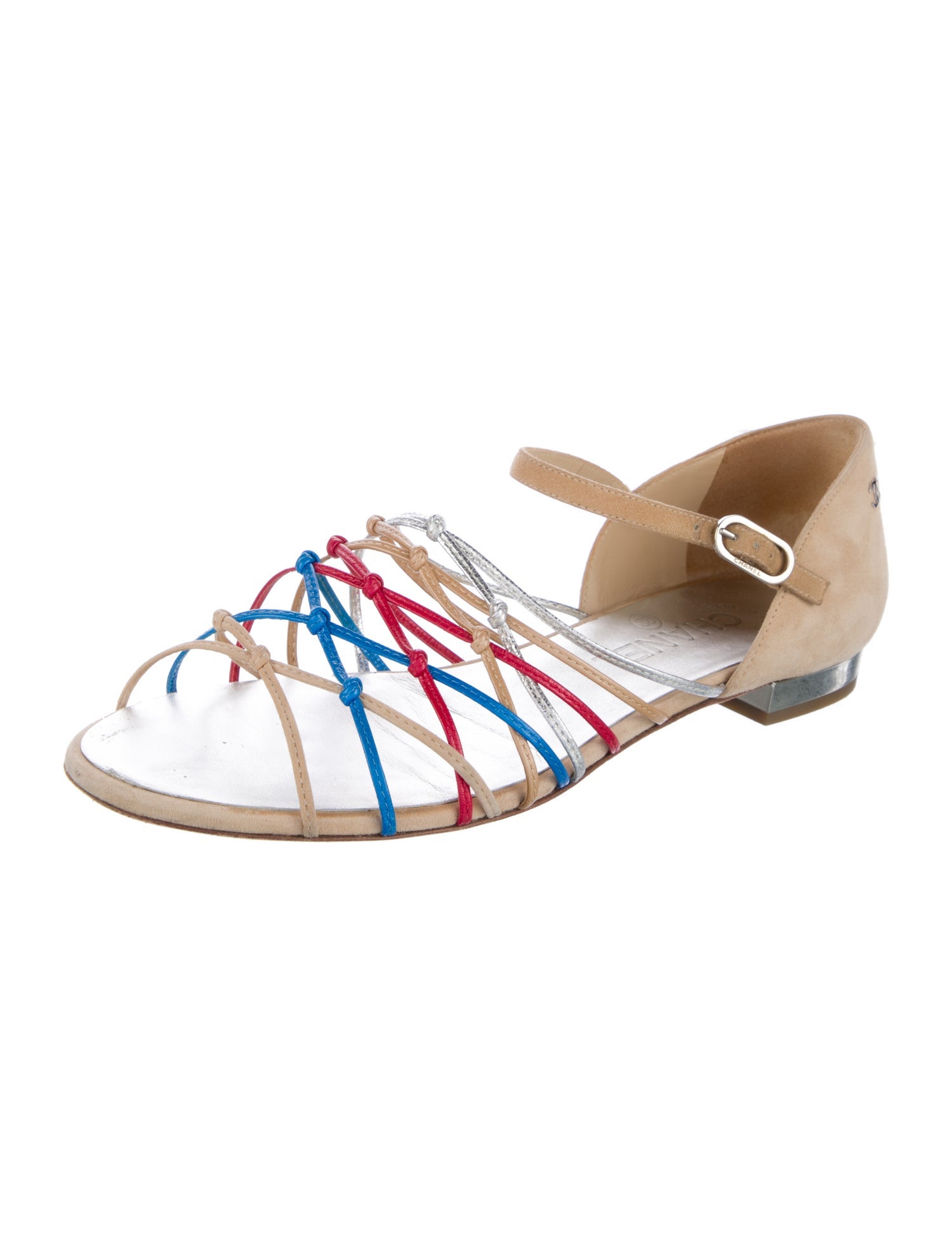 Chanel Interlocking CC Logo Suede Sandals