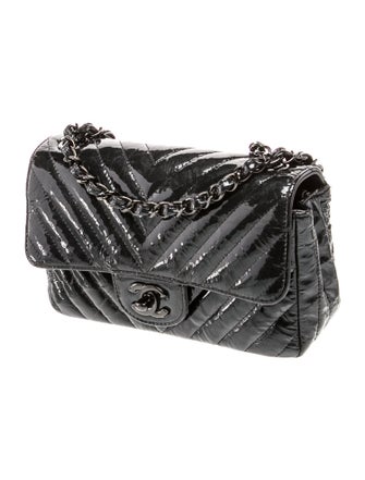 Chanel Chevron Classic So Black Rectangular Mini Flap Bag