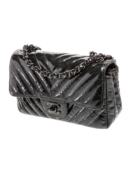 Chanel Chevron Classic So Black Rectangular Mini Flap Bag