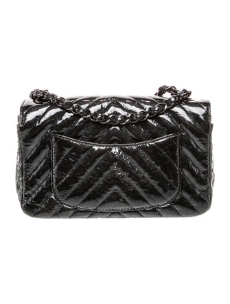 Chanel Chevron Classic So Black Rectangular Mini Flap Bag
