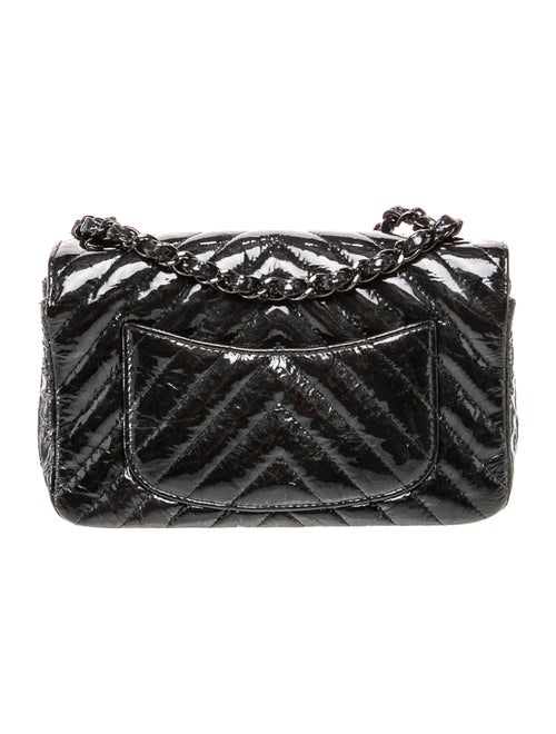 Chanel Chevron Classic So Black Rectangular Mini Flap Bag
