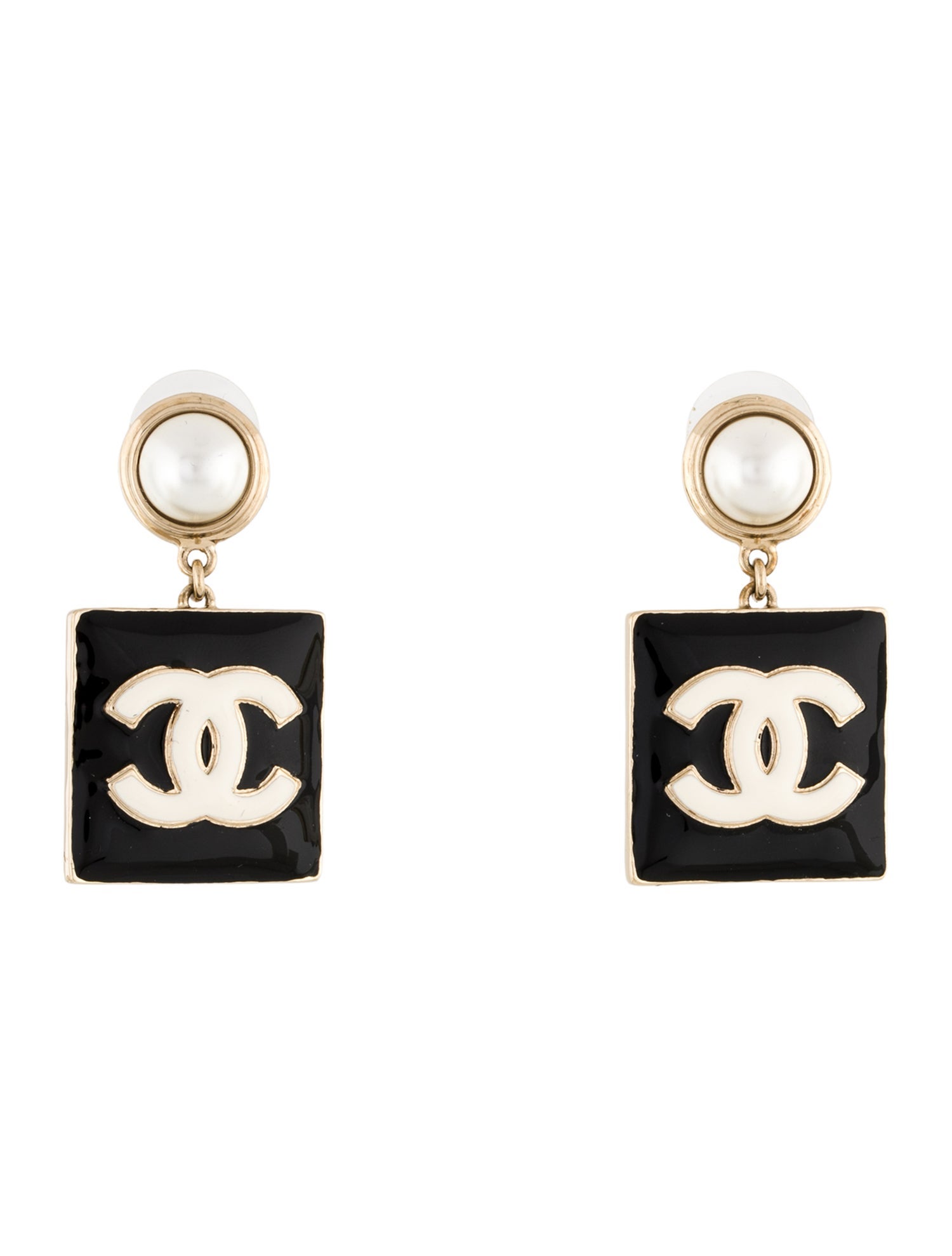Chanel 2022 Faux Pearl & Resin CC Drop Earrings
