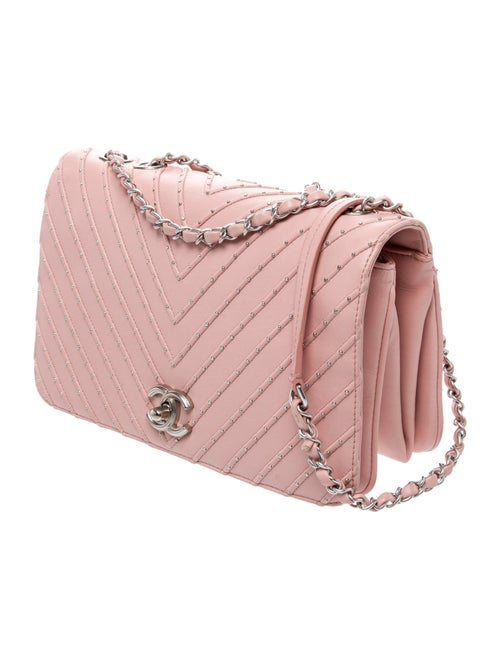 Chanel Studded Chevron Quilted Flap