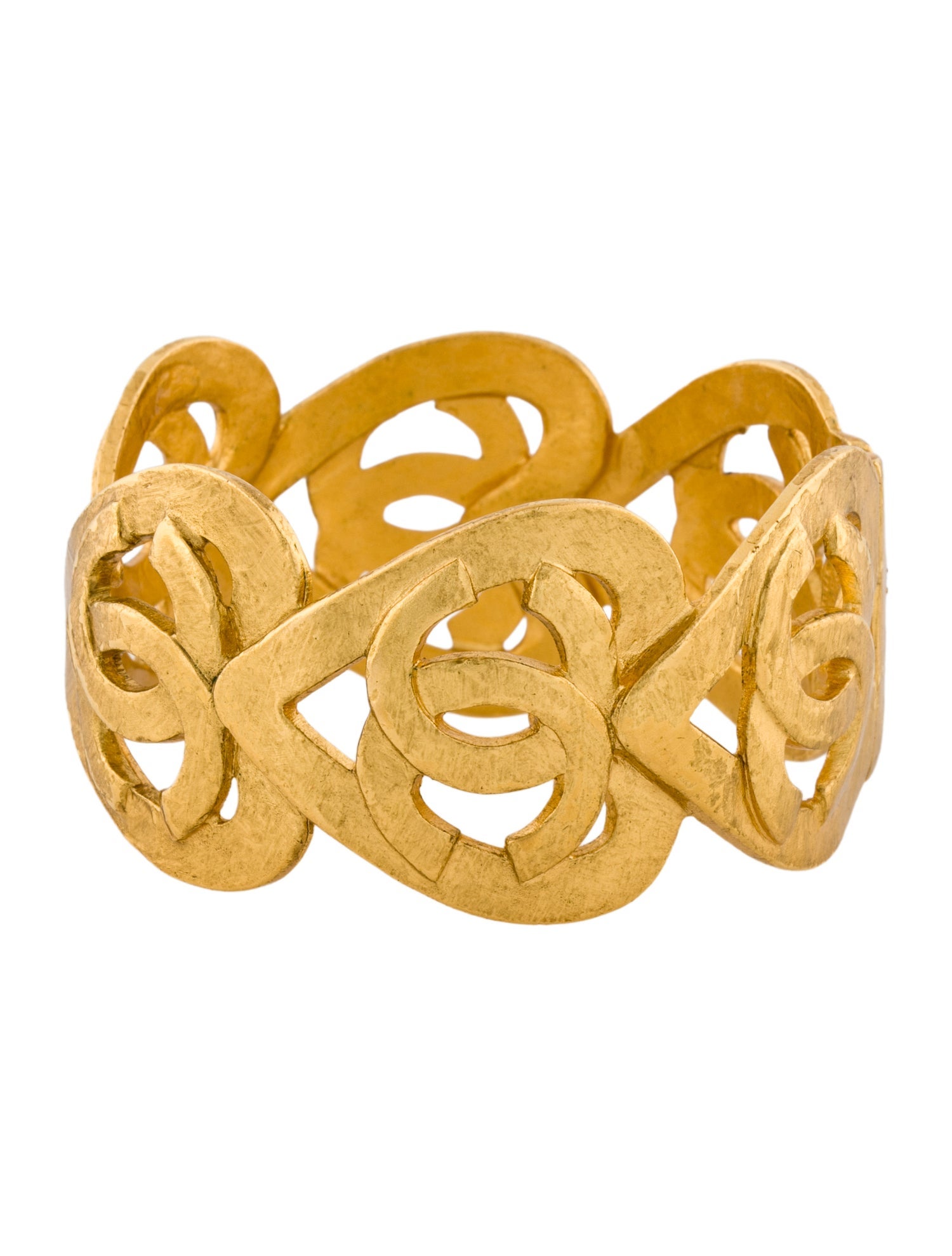 Chanel Vintage CC Heart Hinged Cuff