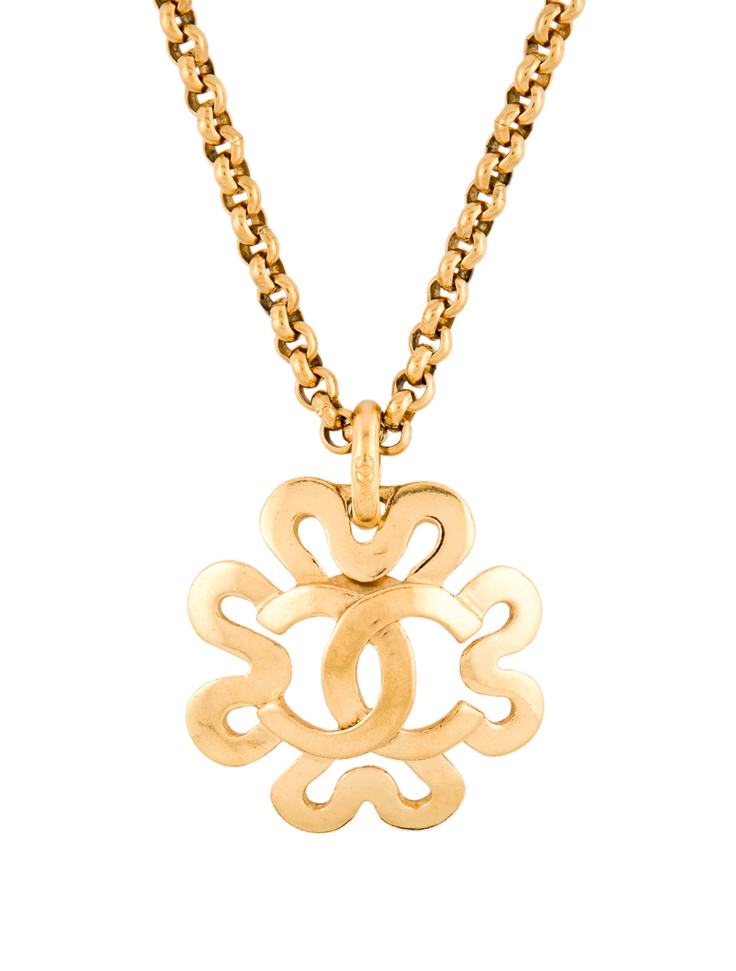 Chanel Vintage CC Clover Pendant Necklace