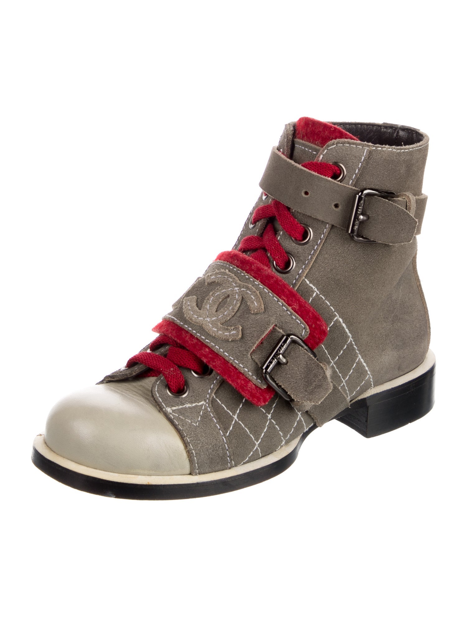 Chanel Vintage Interlocking CC Logo Combat Boots