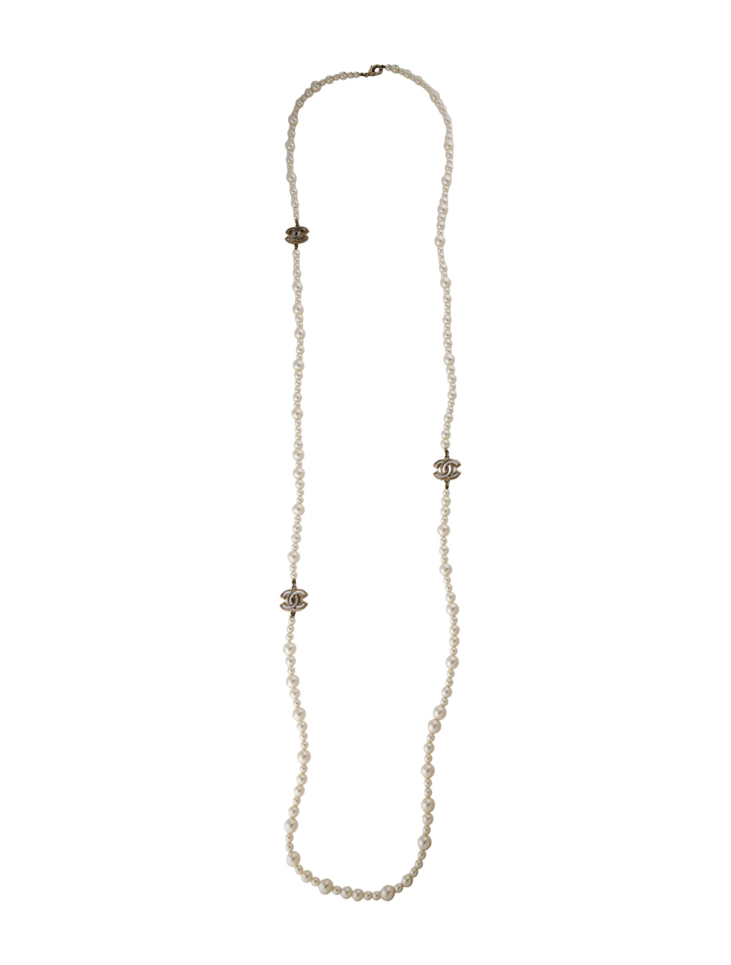 Chanel Faux Pearl & Resin CC Beaded Necklace