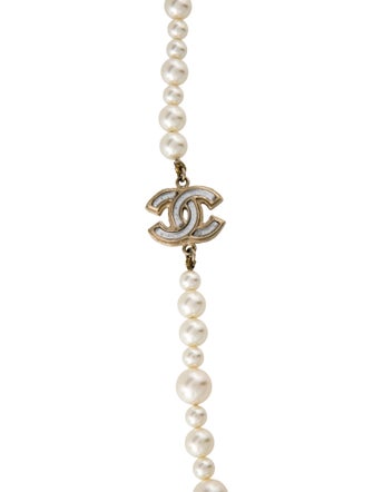 Chanel Faux Pearl & Resin CC Beaded Necklace