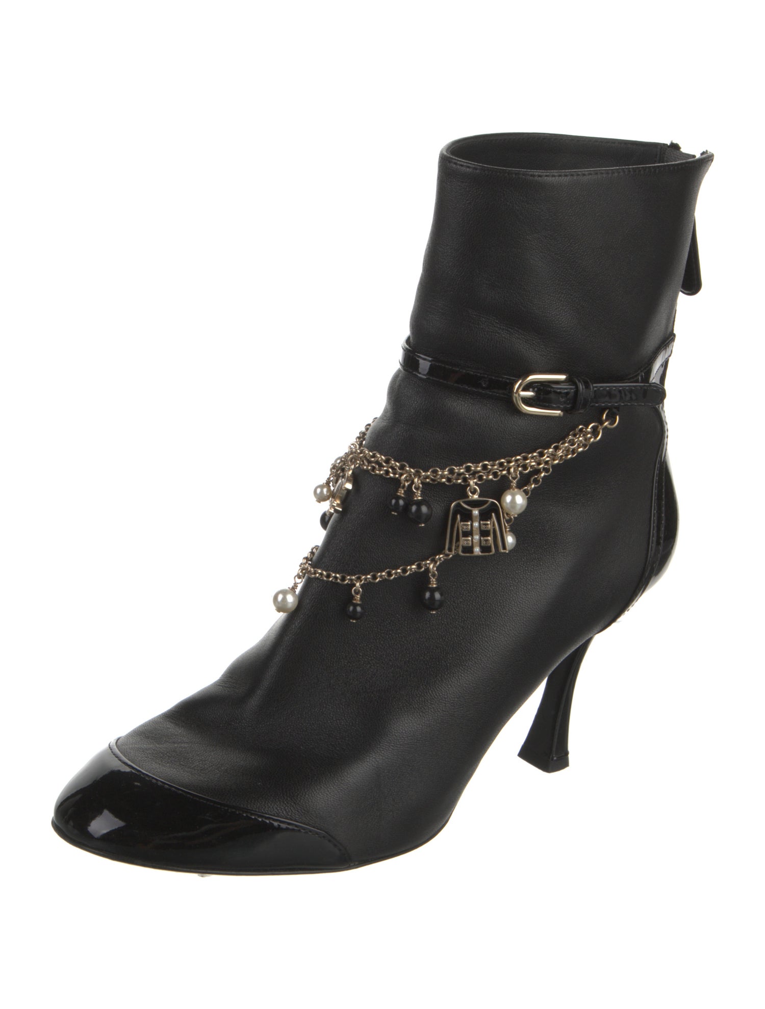 Chanel Interlocking CC Logo Leather Lace-Up Boots