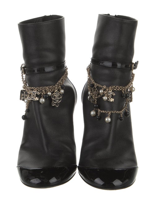 Chanel Interlocking CC Logo Leather Lace-Up Boots