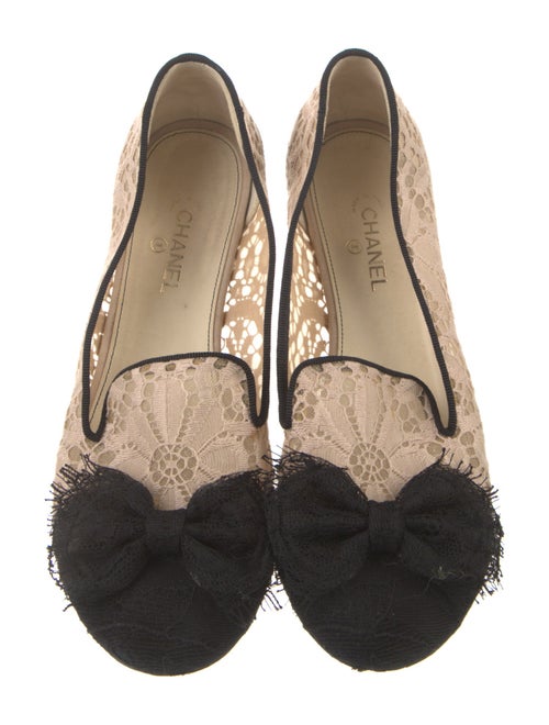 Chanel Interlocking CC Logo Lace Ballet Flats