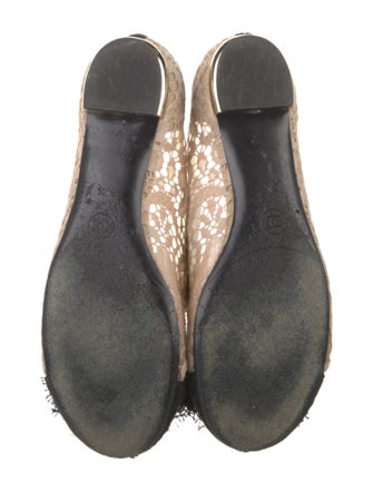 Chanel Interlocking CC Logo Lace Ballet Flats