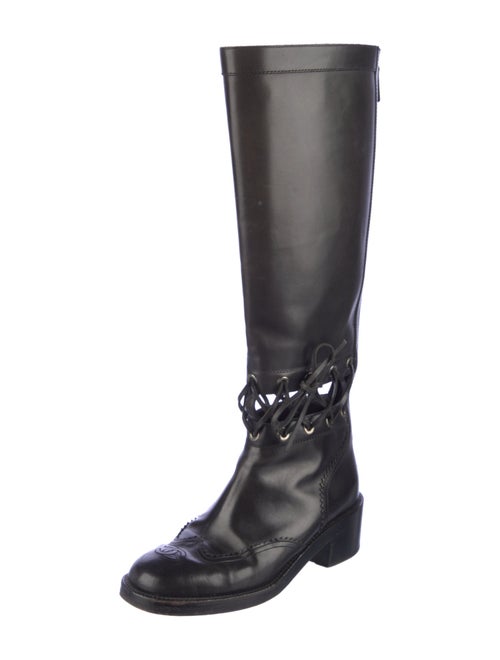 Chanel Interlocking CC Logo Leather Riding Boots