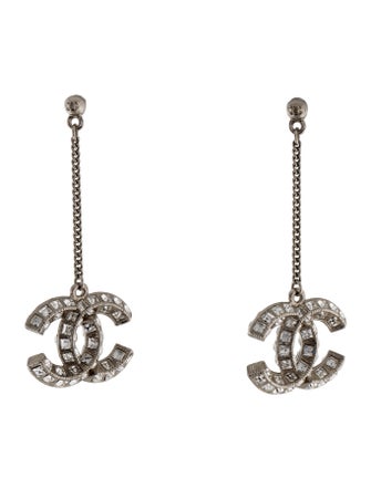 Chanel Strass CC Drop Earrings