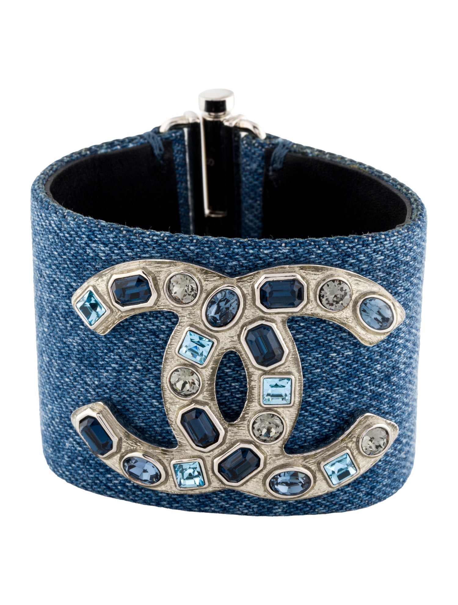 Chanel Strass & Denim CC Cuff Bracelet