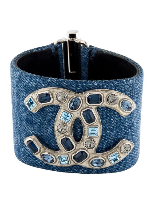 Chanel Strass & Denim CC Cuff Bracelet