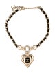 Chanel Strass, Leather & Resin CC Heart Pendant Necklace
