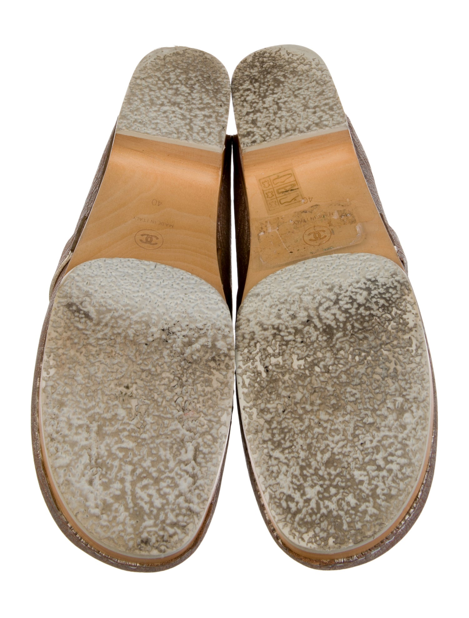 Chanel Interlocking CC Logo Leather Mules