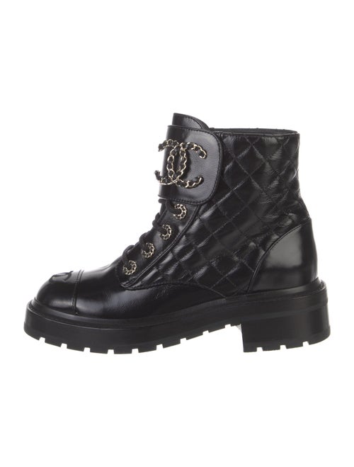 Chanel Interlocking CC Logo Leather Combat Boots
