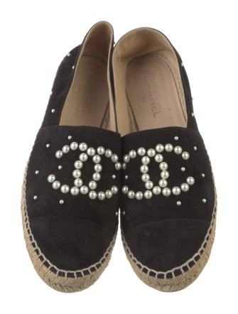 Chanel Interlocking CC Logo Suede Espadrilles