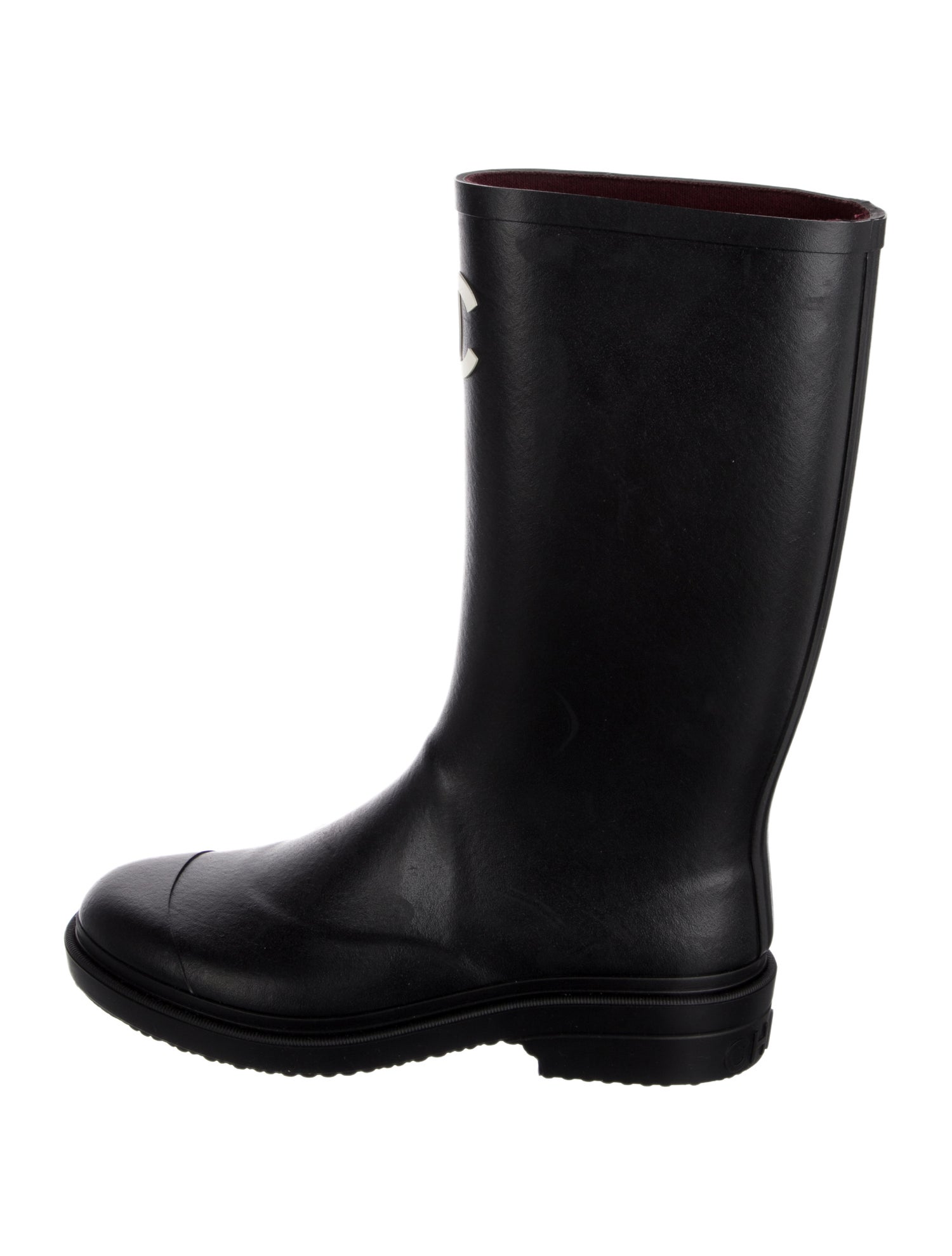 Chanel Interlocking CC Logo Rubber Rain Boots