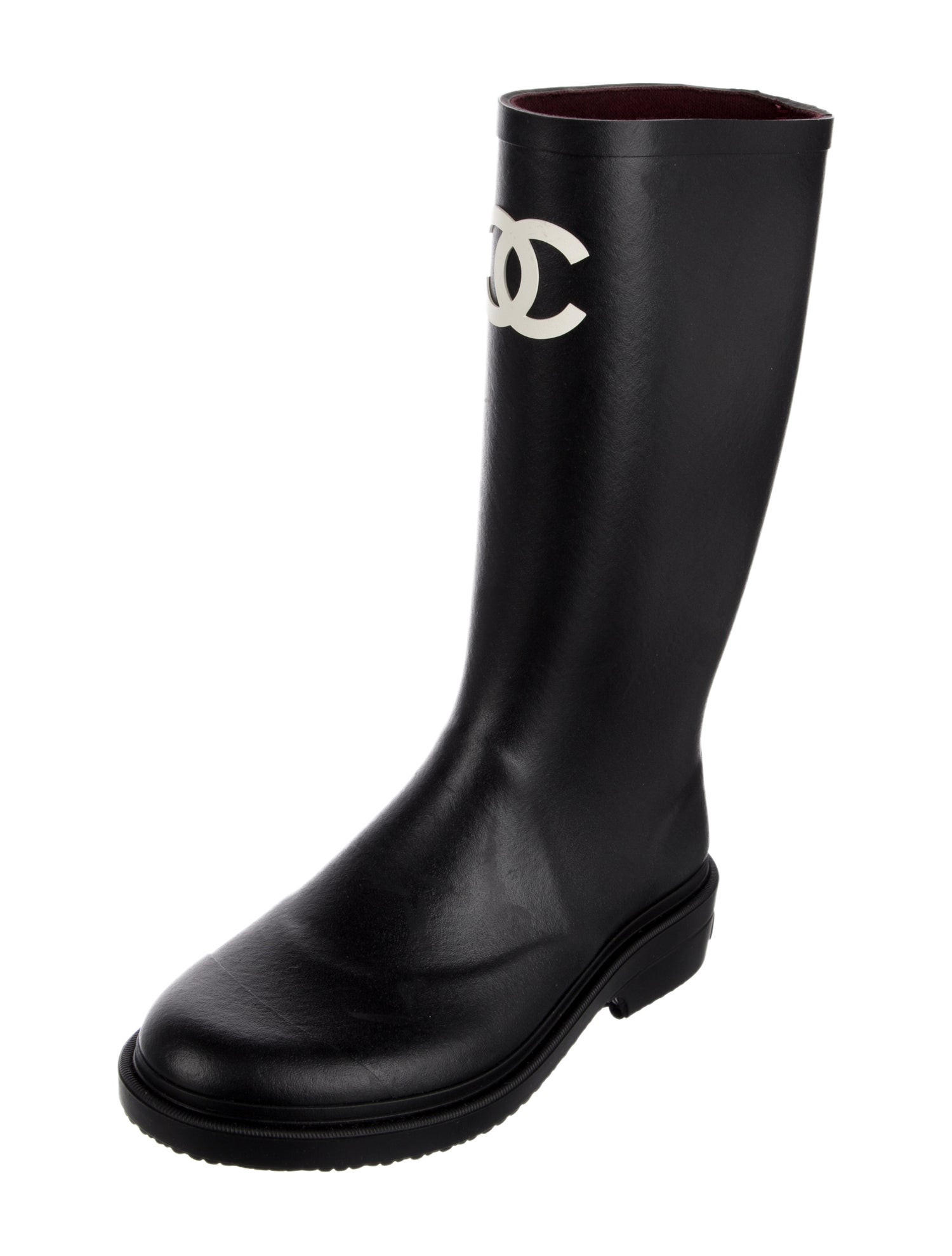 Chanel Interlocking CC Logo Rubber Rain Boots