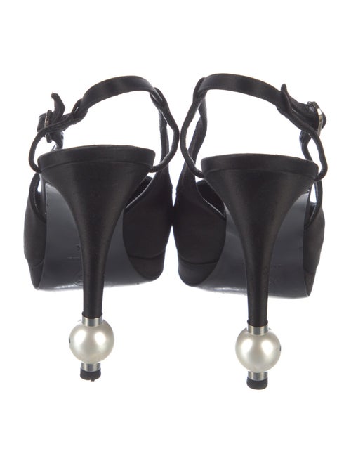 Chanel Interlocking CC Logo Satin Slingback Pumps