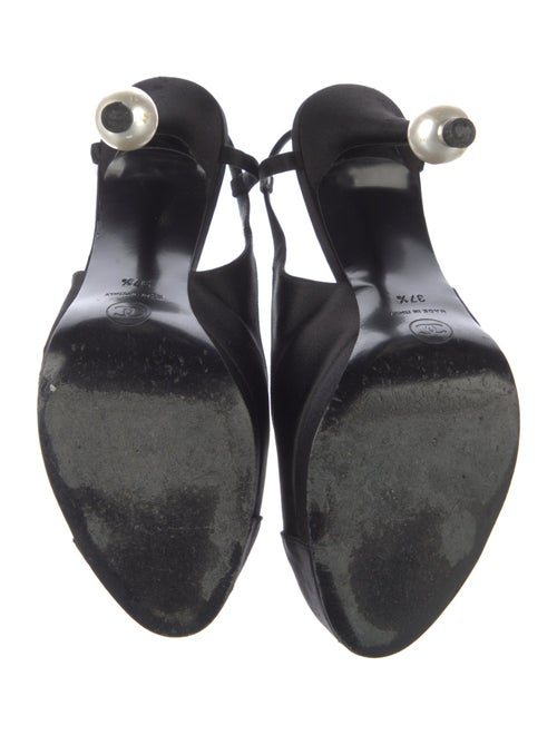 Chanel Interlocking CC Logo Satin Slingback Pumps