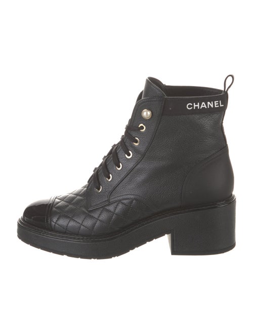 Chanel Interlocking CC Logo Leather Combat Boots