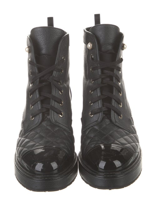 Chanel Interlocking CC Logo Leather Combat Boots