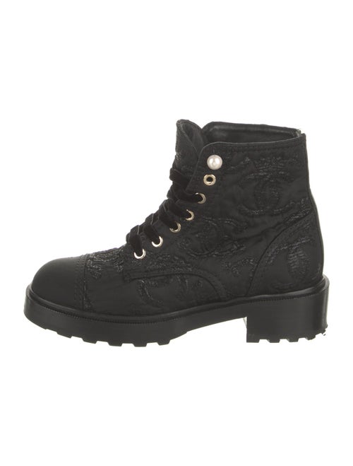 Chanel Interlocking CC Logo Nylon Combat Boots