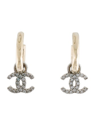 Chanel 2023 Strass CC Drop Earrings