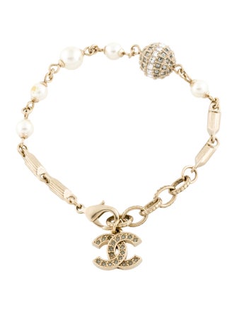 Chanel Strass & Faux Pearl Station Bracelet