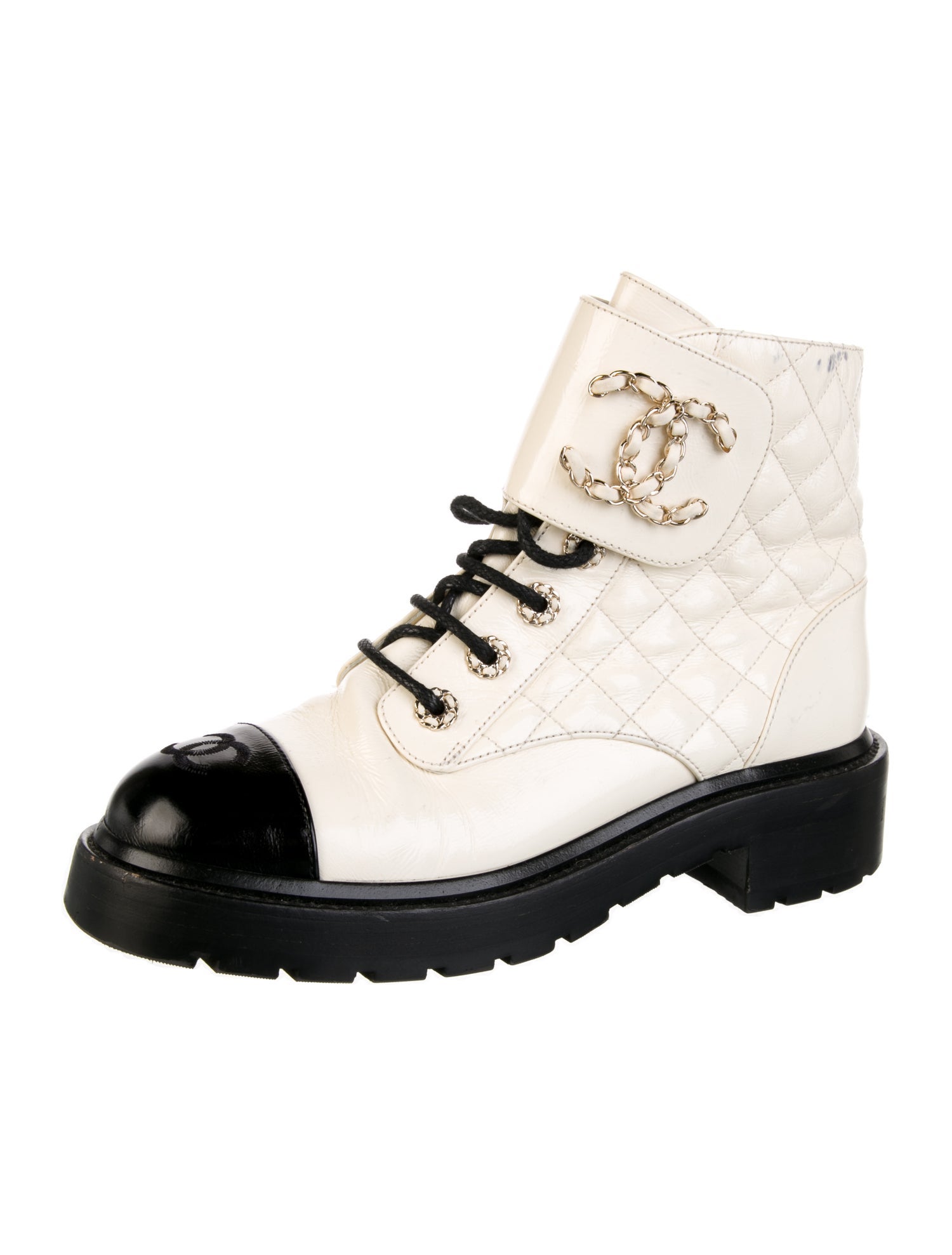 Chanel 2020-2021 Interlocking CC Logo Combat Boots