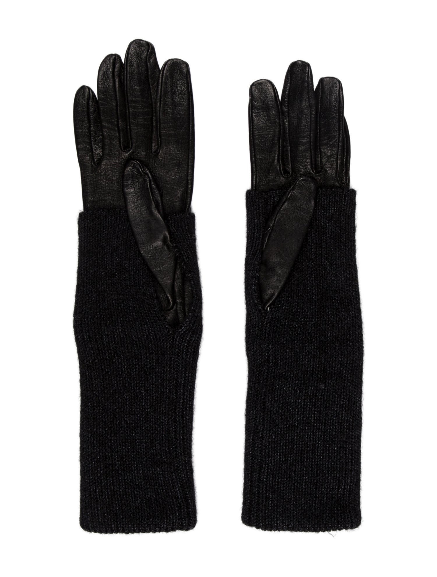Chanel CC Wool & Leather Gloves