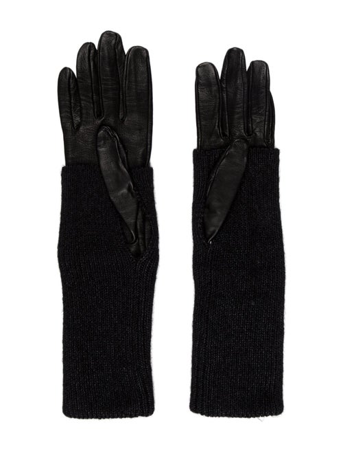 Chanel CC Wool & Leather Gloves
