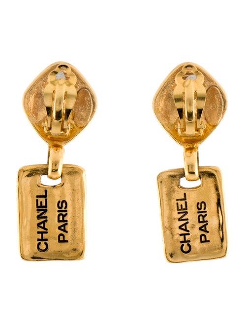 Chanel Vintage Quilted Drop Clip-On Earrings