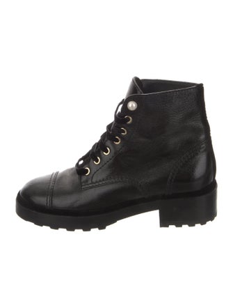 Chanel Interlocking CC Logo Leather Combat Boots