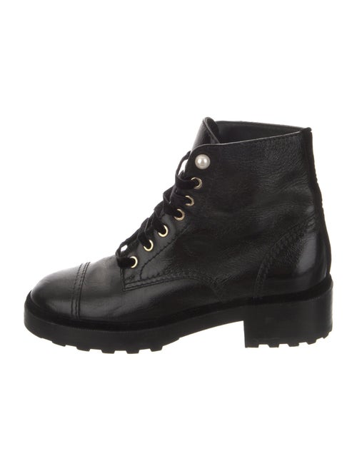 Chanel Interlocking CC Logo Leather Combat Boots