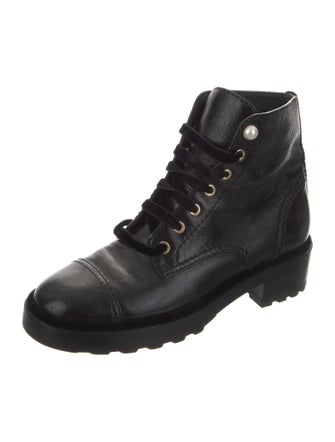 Chanel Interlocking CC Logo Leather Combat Boots