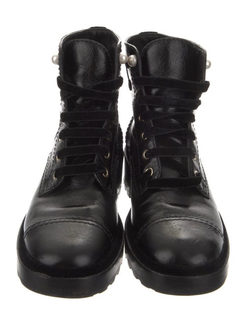 Chanel Interlocking CC Logo Leather Combat Boots
