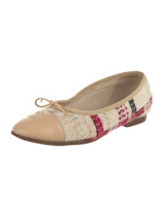 Chanel Interlocking CC Logo Tweed Ballet Flats