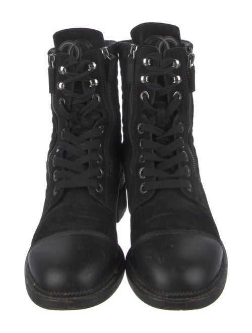 Chanel Interlocking CC Logo Suede Combat Boots