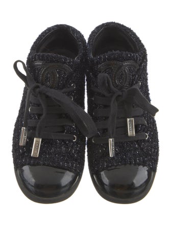 Chanel Interlocking CC Logo Tweed Sneakers