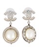 Chanel Faux Pearl & Strass Drop Earrings