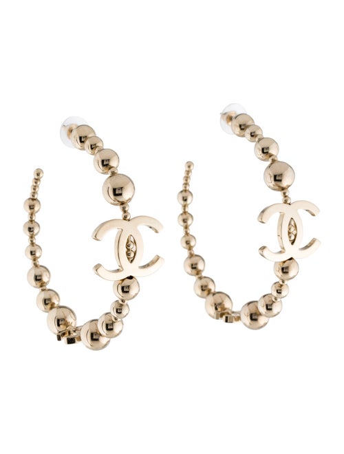 Chanel Beaded CC Hoop Earrings