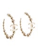 Chanel Beaded CC Hoop Earrings