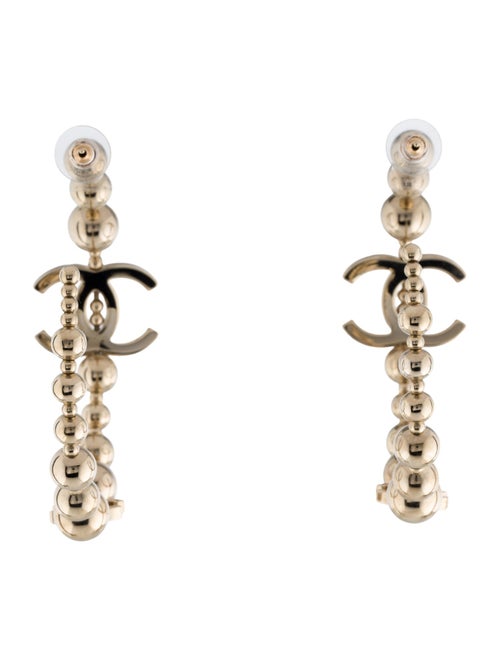 Chanel Beaded CC Hoop Earrings