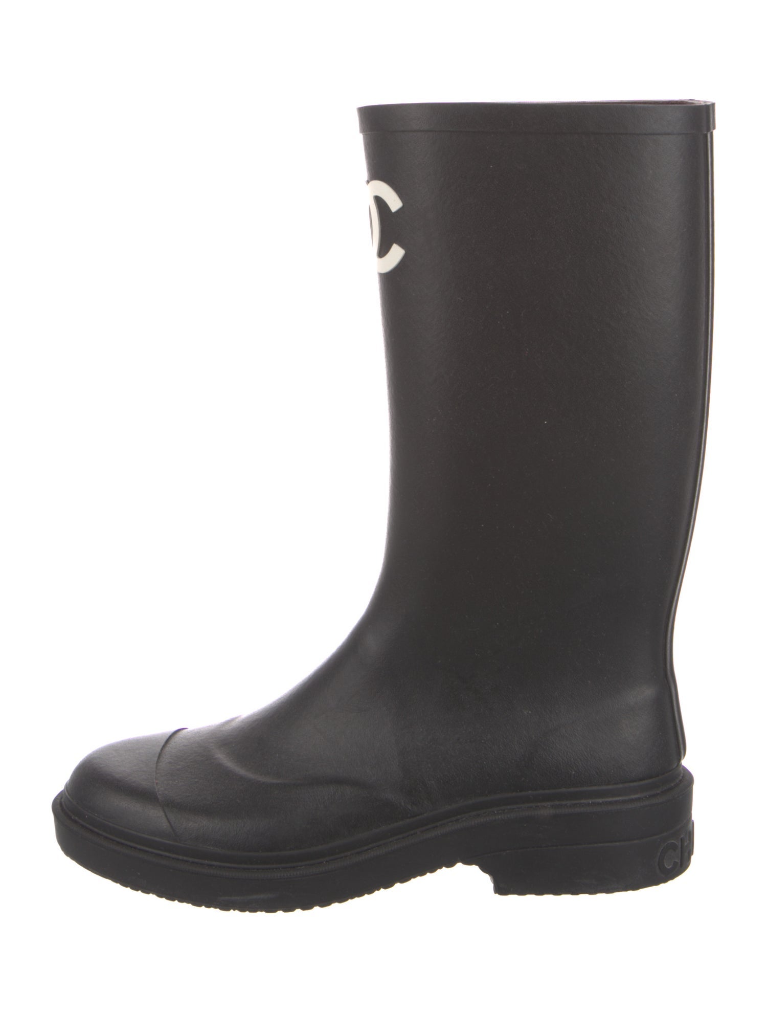 Chanel Interlocking CC Logo Rubber Rain Boots